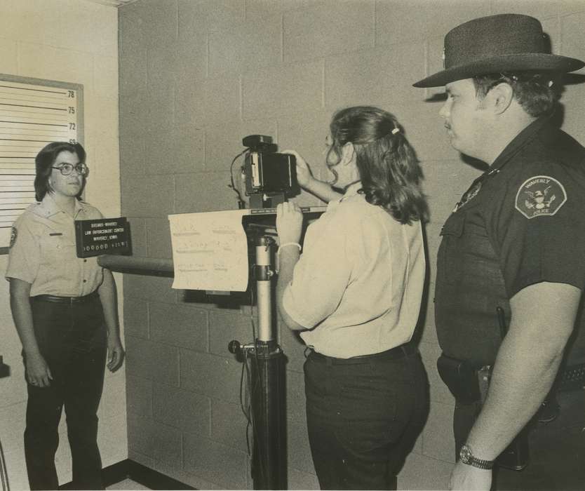 uniform, Labor and Occupations, police, Waverly Public Library, Waverly, IA, history of Iowa, Iowa, hat, Iowa History, glasses, people