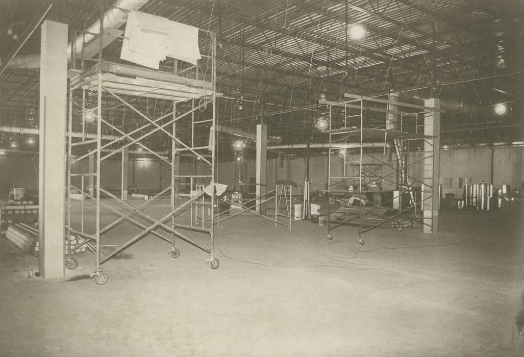 scaffolding, history of Iowa, Iowa History, Businesses and Factories, Waverly, IA, Iowa, walmart, correct date needed, Waverly Public Library