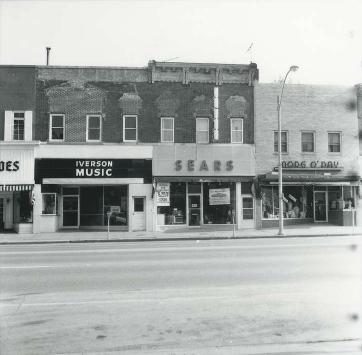 Main Streets & Town Squares, main street, history of Iowa, Iowa History, stores, storefront, clothing store, Iowa, Cities and Towns, street, department store, Waverly Public Library, music store
