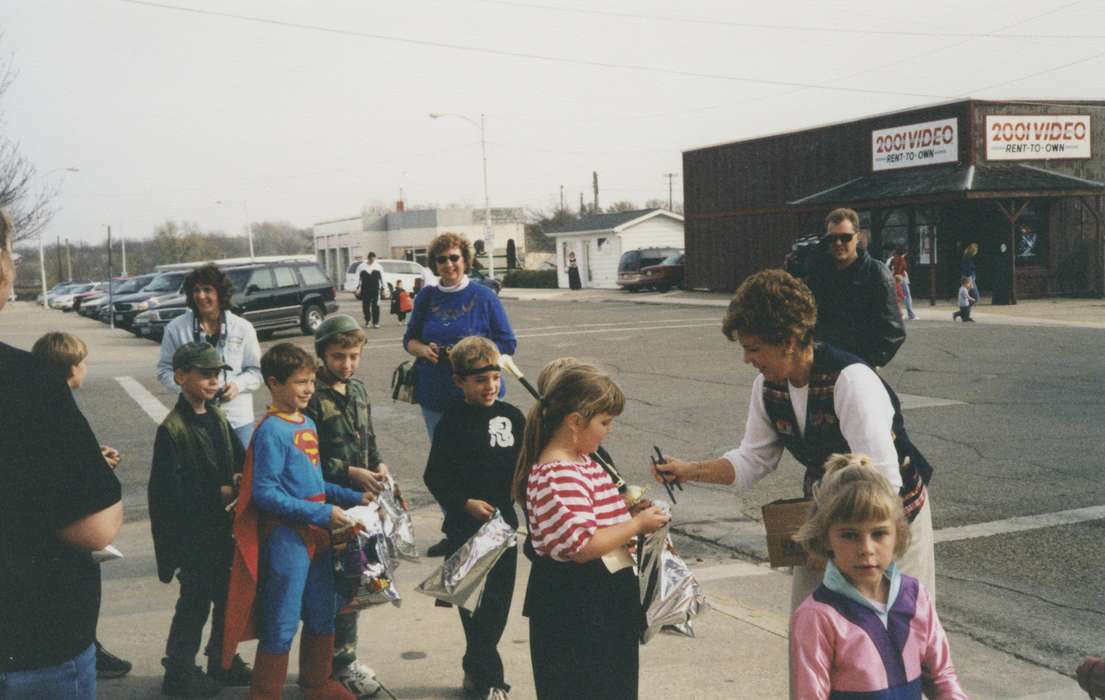 Main Streets & Town Squares, video, trick or treat, history of Iowa, Iowa History, superman, halloween, Businesses and Factories, Belle Plaine, IA, costume, Iowa, Cities and Towns, Breja, Janice, Children