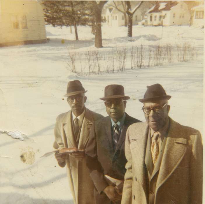 Waterloo, IA, Henderson, Jesse, history of Iowa, snow, hat, Iowa, Portraits - Group, african american, People of Color, Iowa History, Winter