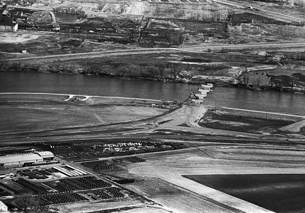 bridge, Iowa History, Ottumwa, IA, history of Iowa, john deere, Businesses and Factories, Lakes, Rivers, and Streams, Aerial Shots, Iowa, Lemberger, LeAnn, construction