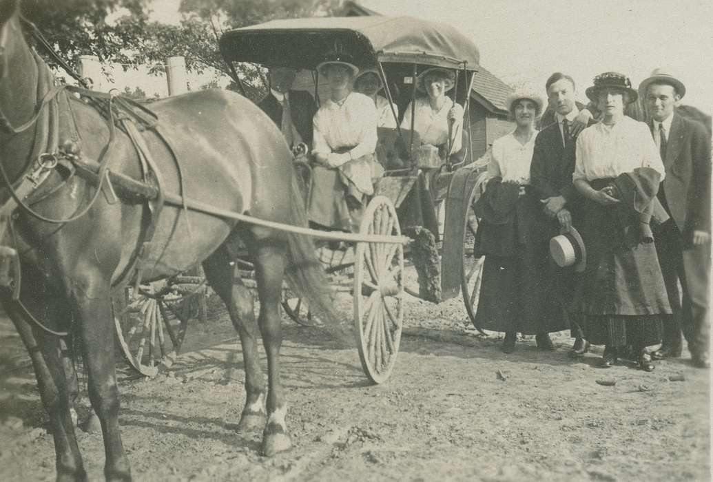 Portraits - Group, IA, Iowa, Animals, horse and buggy, LeQuatte, Sue, history of Iowa, Iowa History