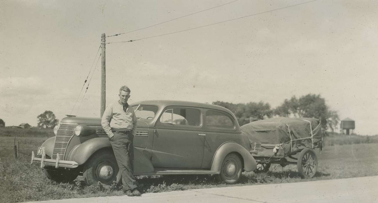 Portraits - Individual, car, Iowa History, Iowa, Motorized Vehicles, USA, McMurray, Doug, history of Iowa