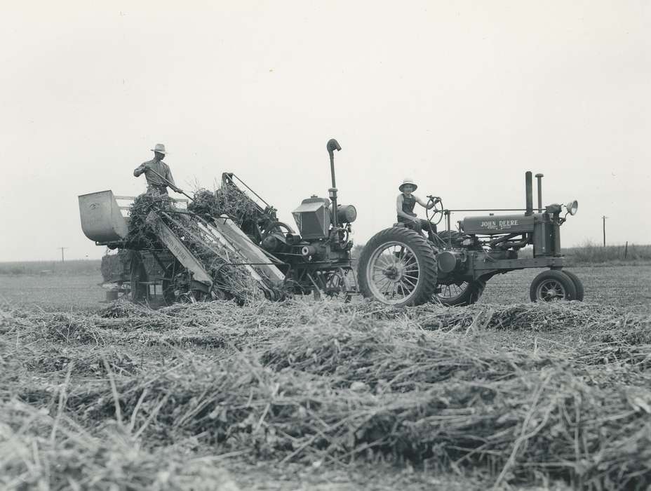 Waverly, Bremer, farmer, Farming Equipment, history of Iowa, Iowa History, Motorized Vehicles, john deere, field, machinery, tractor, bales, Iowa, Farms, correct date needed, Waverly Public Library, Labor and Occupations