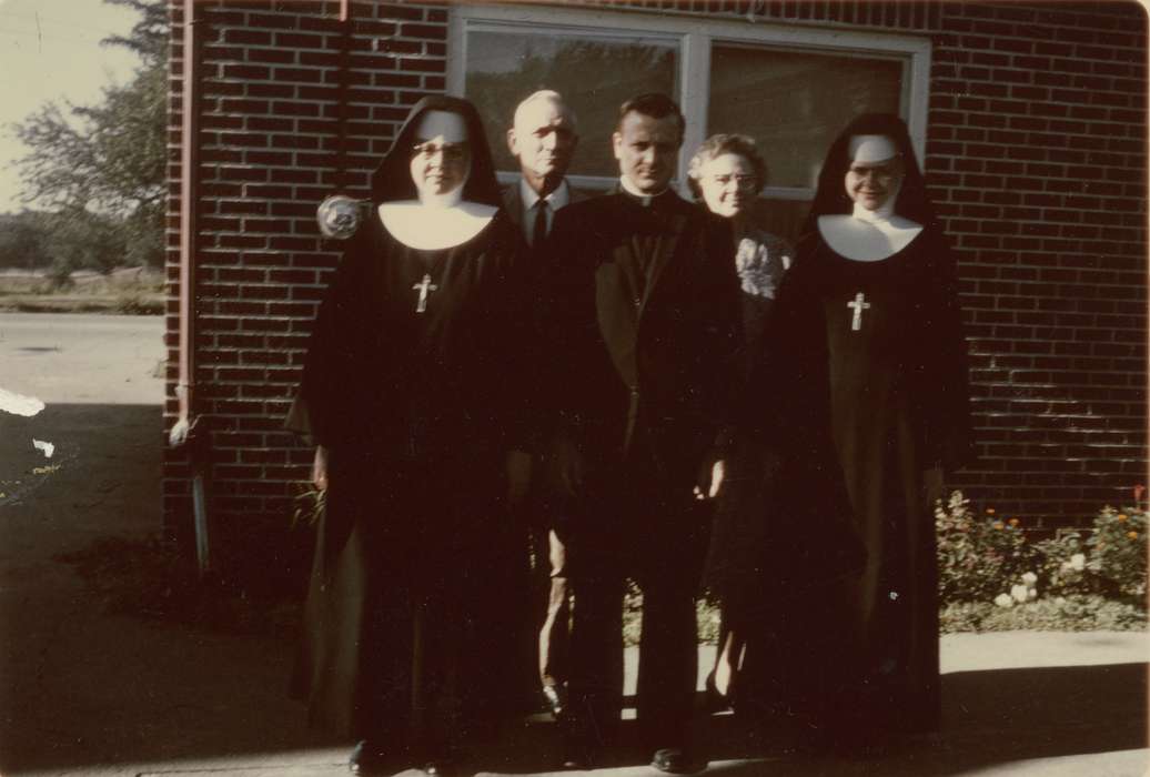 Portraits - Group, history of Iowa, Iowa History, priest, Edmund, Sharon, nun, Washington, IA, Iowa, Religion