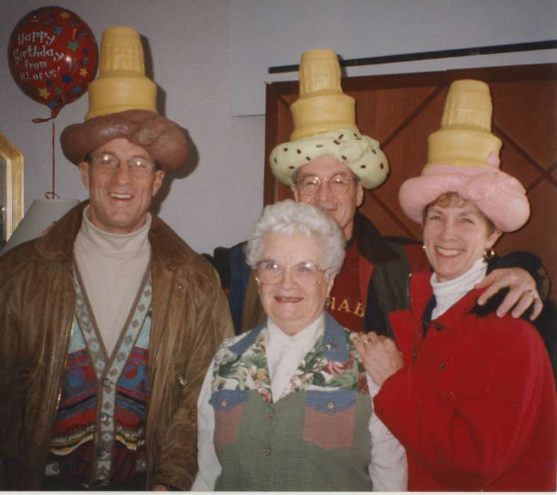 Portraits - Group, Travel, ice cream, silly, Iowa, Brechwald, Linda, Kansas City, MO, Iowa History, hat, Leisure, history of Iowa, birthday, costume