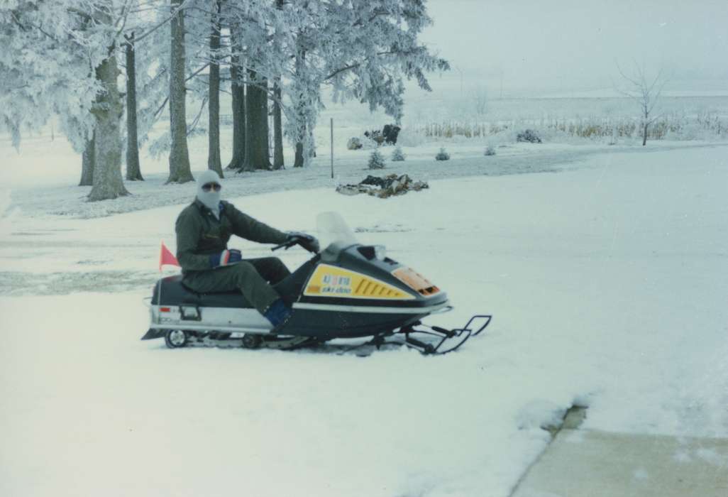 Outdoor Recreation, Ott, Mark, skidoo, snowmobile, Iowa, Strawberry Point, IA, Winter, history of Iowa, ski mask, snow, Iowa History