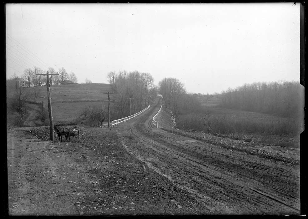 history of Iowa, Iowa History, road, Spring Hill, CT, Archives & Special Collections, University of Connecticut Library, Iowa, dirt, horse
