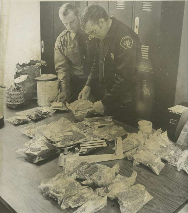 Waverly Public Library, police, history of Iowa, uniform, Iowa History, Waverly, IA, police officer, Iowa, lockers, scale, Labor and Occupations