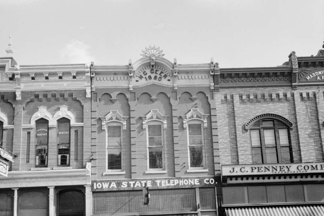 telephone company, history of Iowa, Library of Congress, brick building, Main Streets & Town Squares, Iowa, Cities and Towns, jc penney, Businesses and Factories, dentist's office, Iowa History, iowa state telephone company