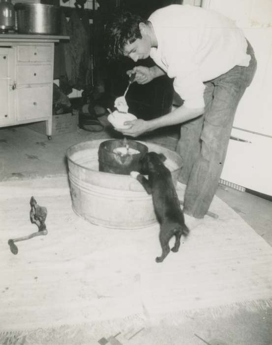 history of Iowa, kitchen, Iowa History, Fredonia, IA, Animals, McVey, Michael and Tracy, Iowa, Homes, dog