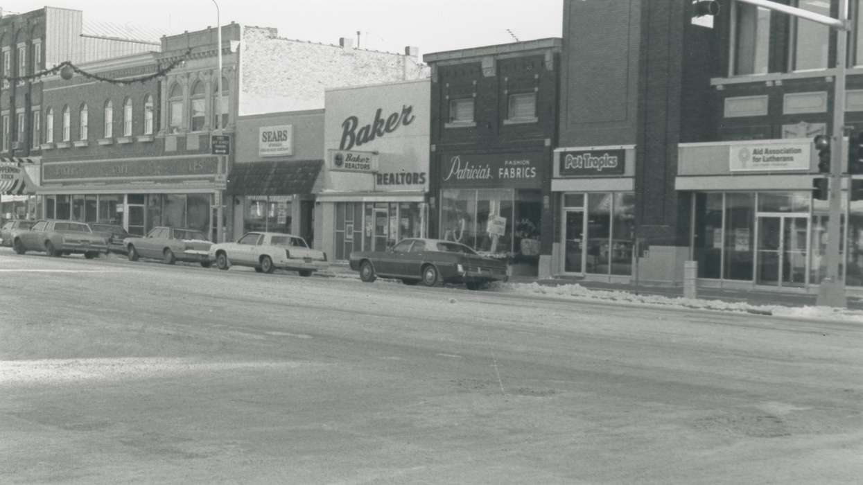 Businesses and Factories, Cities and Towns, Iowa History, Iowa, Waverly Public Library, Waverly, IA, Main Streets & Town Squares, mainstreet, history of Iowa, Winter