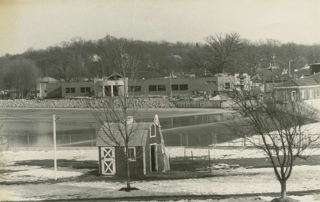 shed, Waverly, IA, history of Iowa, Iowa, Lakes, Rivers, and Streams, Cities and Towns, city hall, Waverly Public Library, trees, Iowa History, river