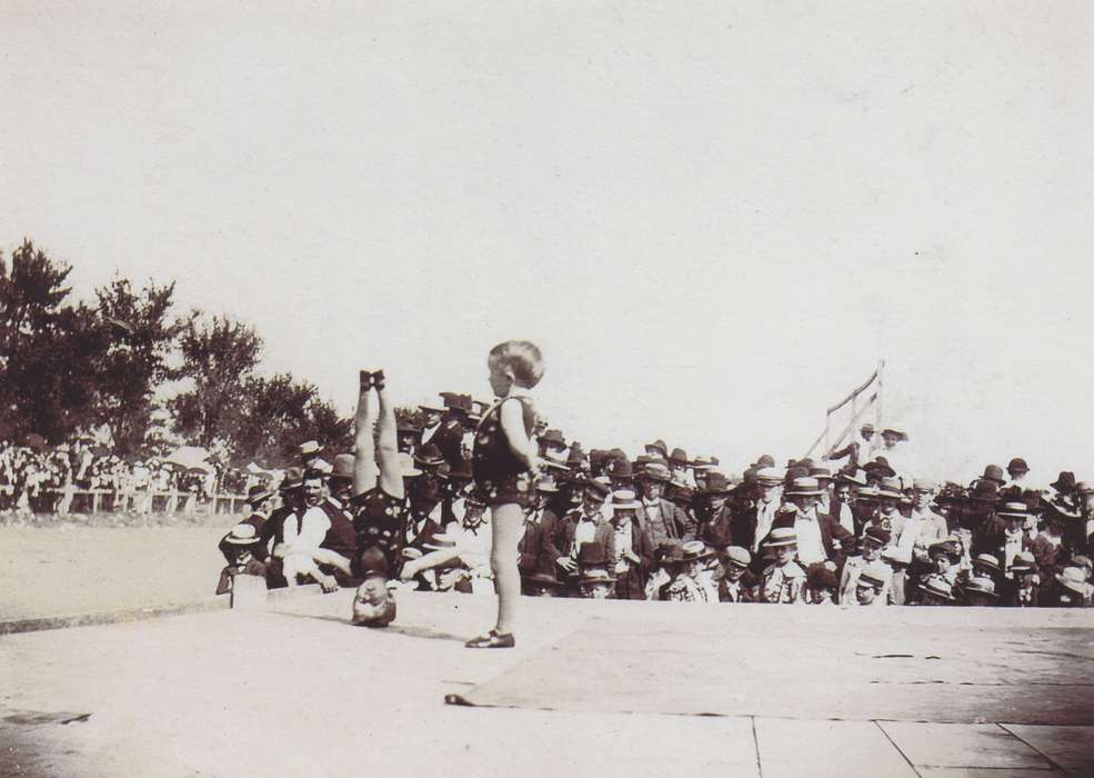 headstand, Iowa, silly, top hat, Fairs and Festivals, Children, Anamosa, IA, Hatcher, Cecilia, history of Iowa, Iowa History