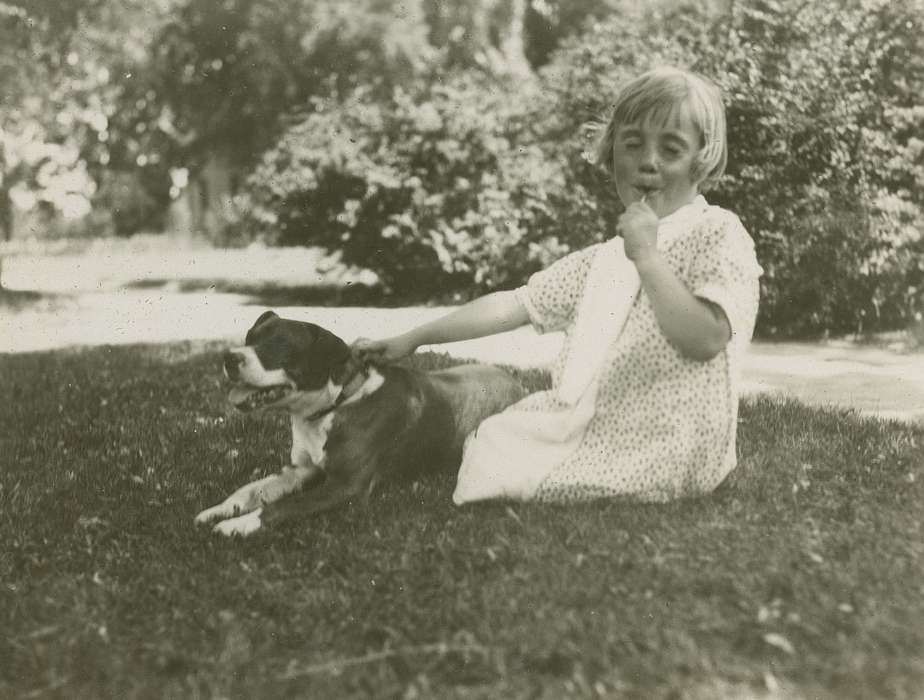 history of Iowa, Iowa History, girl, Webster City, IA, Animals, lollipop, Iowa, McMurray, Doug, silly, Children, dog, Portraits - Individual
