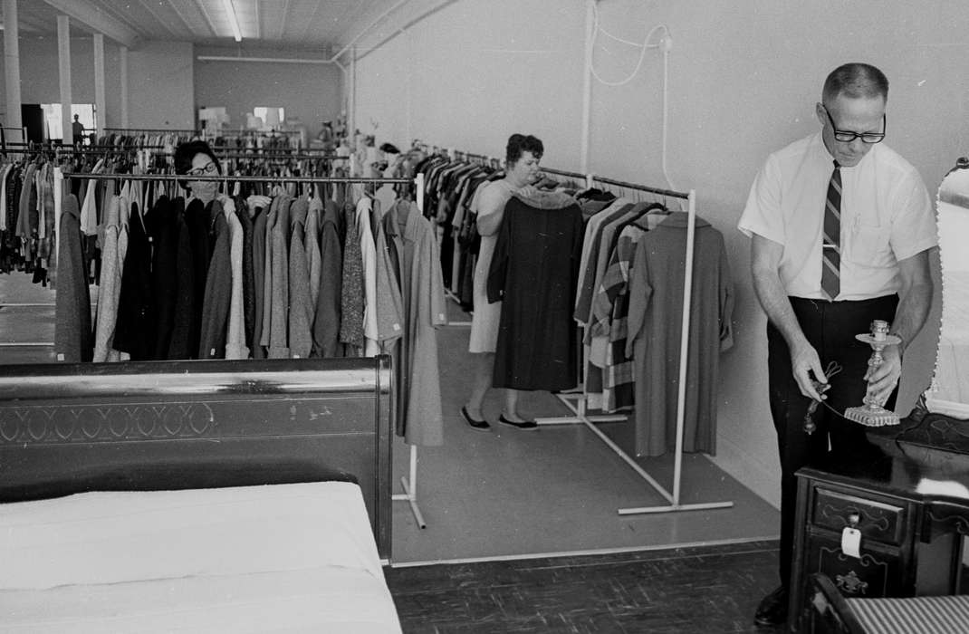 history of Iowa, Iowa History, Ottumwa, IA, Businesses and Factories, clothing store, store, bed, coat, Iowa, Lemberger, LeAnn, lamp
