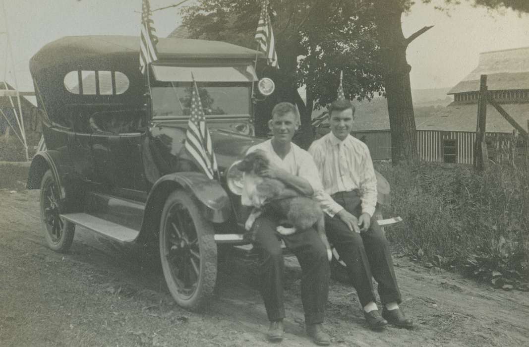 Portraits - Group, history of Iowa, Iowa History, flags, IA, Motorized Vehicles, Animals, american flag, Holidays, Iowa, LeQuatte, Sue, dog