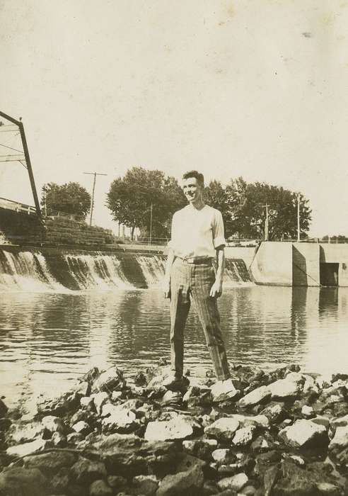 Portraits - Individual, Iowa History, Lakes, Rivers, and Streams, Iowa, Anamosa, IA, dam, Hatcher, Cecilia, river, history of Iowa