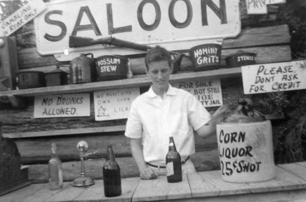 rifle, Pettit, Gene, Iowa History, jug, Iowa, history of Iowa, Food and Meals, saloon, alcohol, bottle, IA, gun