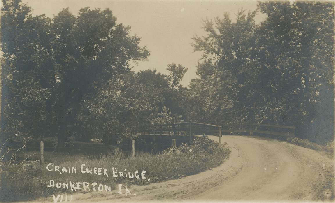 bridge, Iowa History, creek, history of Iowa, Lakes, Rivers, and Streams, postcard, Iowa, Shaulis, Gary