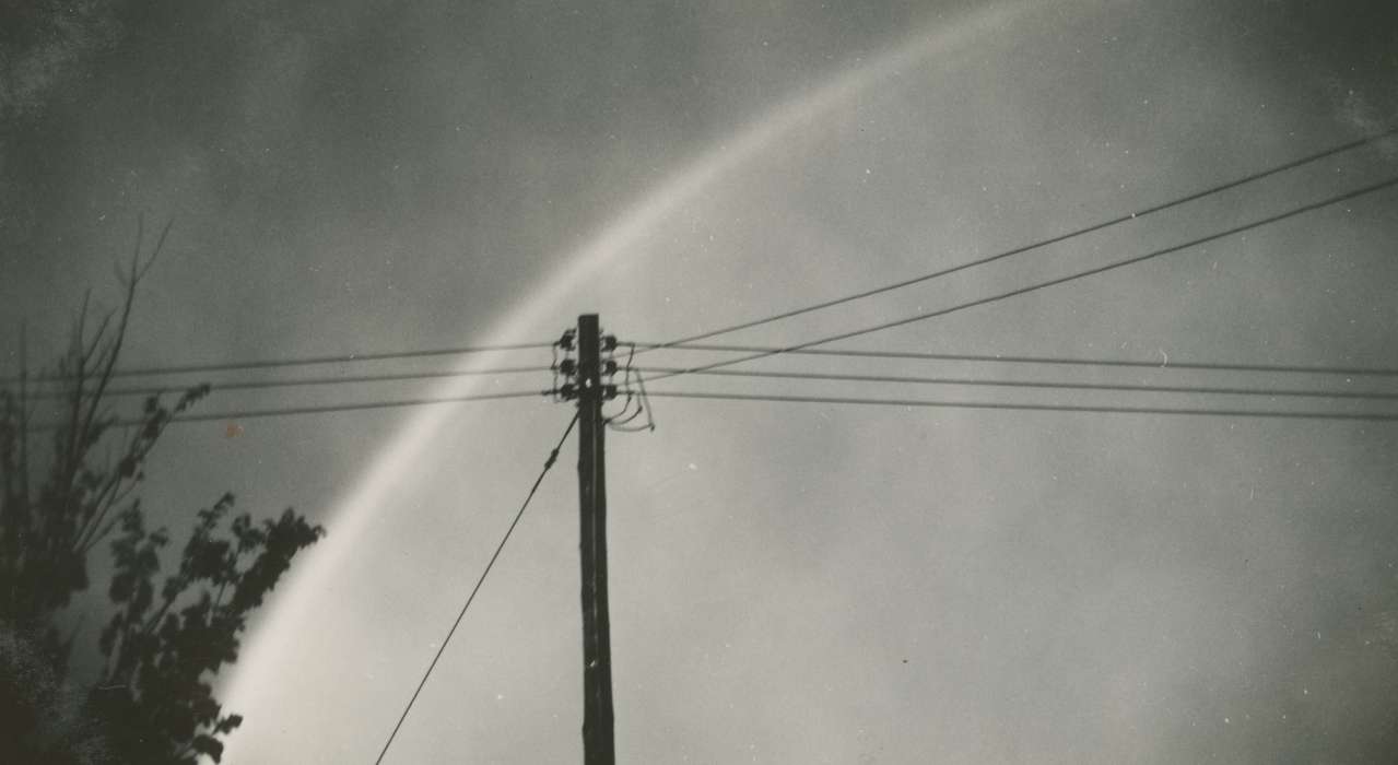 telephone pole, history of Iowa, Iowa History, wires, IA, weather, Iowa, Breja, Janice, Landscapes, rainbow
