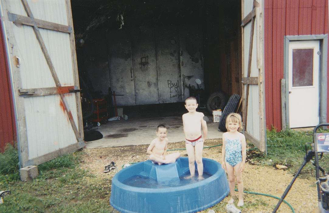Portraits - Group, swimming, history of Iowa, Iowa History, Barns, DeWitt, IA, swimming pool, Iowa, bathing suit, Pacha, Pam, Children, Leisure, pool