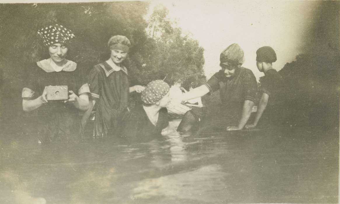 Portraits - Group, bathing suit, photo shoot, Outdoor Recreation, Waterloo, IA, Iowa History, brownie, Lakes, Rivers, and Streams, LeQuatte, Sue, camera, history of Iowa, Iowa, swim