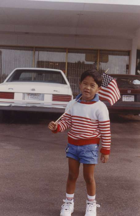 flag, Kann, Rodney, People of Color, history of Iowa, Iowa History, honda, Mason City, IA, Civic Engagement, american flag, stripes, Iowa, Children, Portraits - Individual