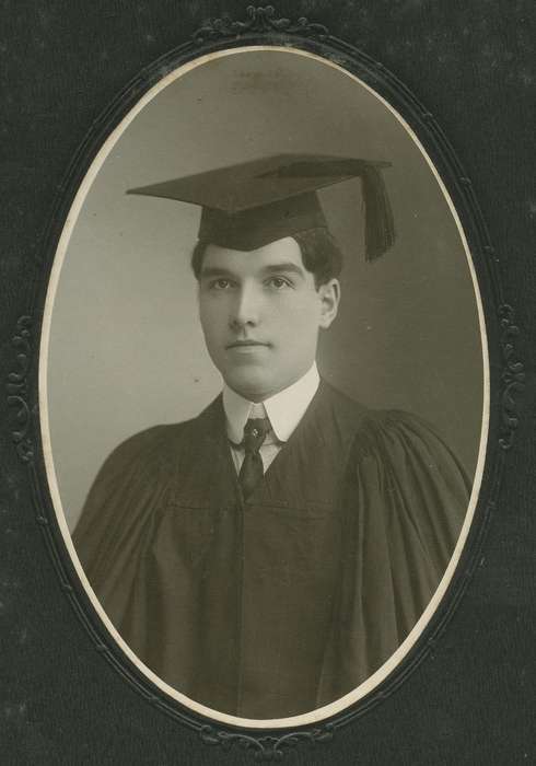 history of Iowa, Iowa History, Parkersburg, IA, Neymeyer, Robert, Iowa, robe, pose, graduate, Portraits - Individual