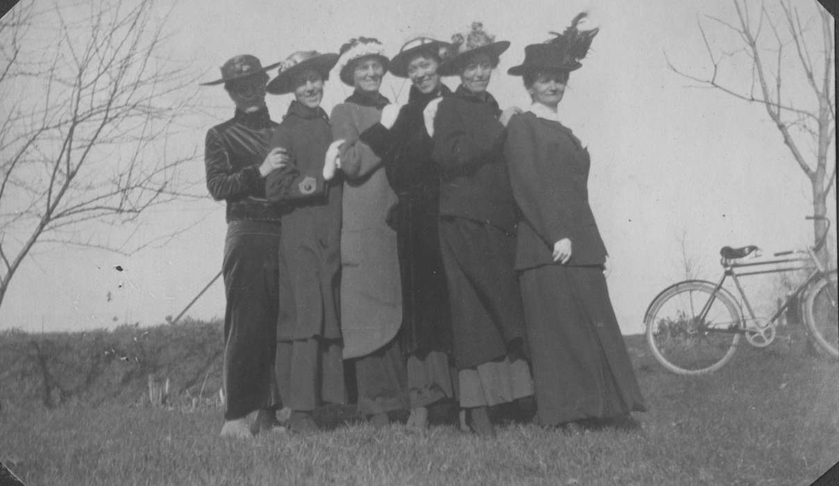 Portraits - Group, Becker, Alfred, IA, Iowa, bike, hat, Leisure, bicycle, history of Iowa, Iowa History