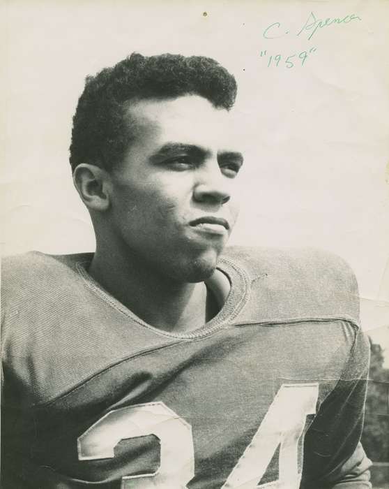 african american, Portraits - Individual, Iowa History, football, Iowa, Marshalltown, IA, Robinson, Claudia, Sports, People of Color, history of Iowa, athlete