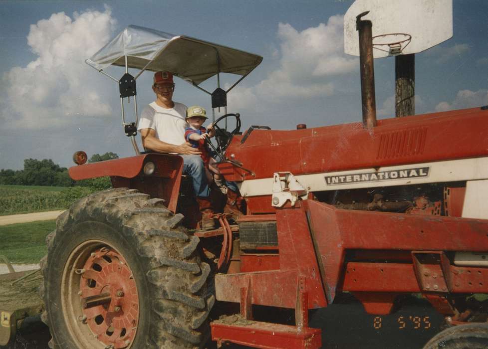 Portraits - Group, international harvester, Farming Equipment, history of Iowa, Iowa History, Families, Long Grove, IA, Motorized Vehicles, tractor, Iowa, Pacha, Pam, Farms, Children, basketball hoop