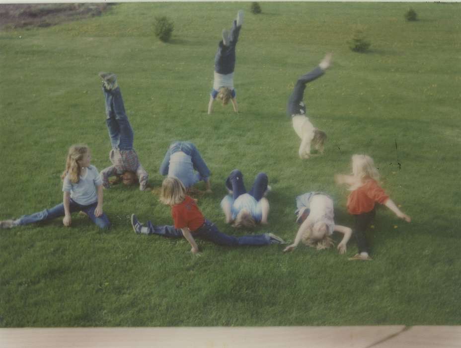 history of Iowa, Iowa History, gymnastics, girl, New Hampton, IA, Speltz, Mark, Iowa, splits, handstand, Children