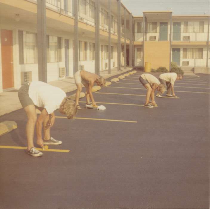 history of Iowa, Iowa History, Schall, Michael, Families, Businesses and Factories, parking lot, Iowa, Norwalk, IA, Children, motel, Labor and Occupations
