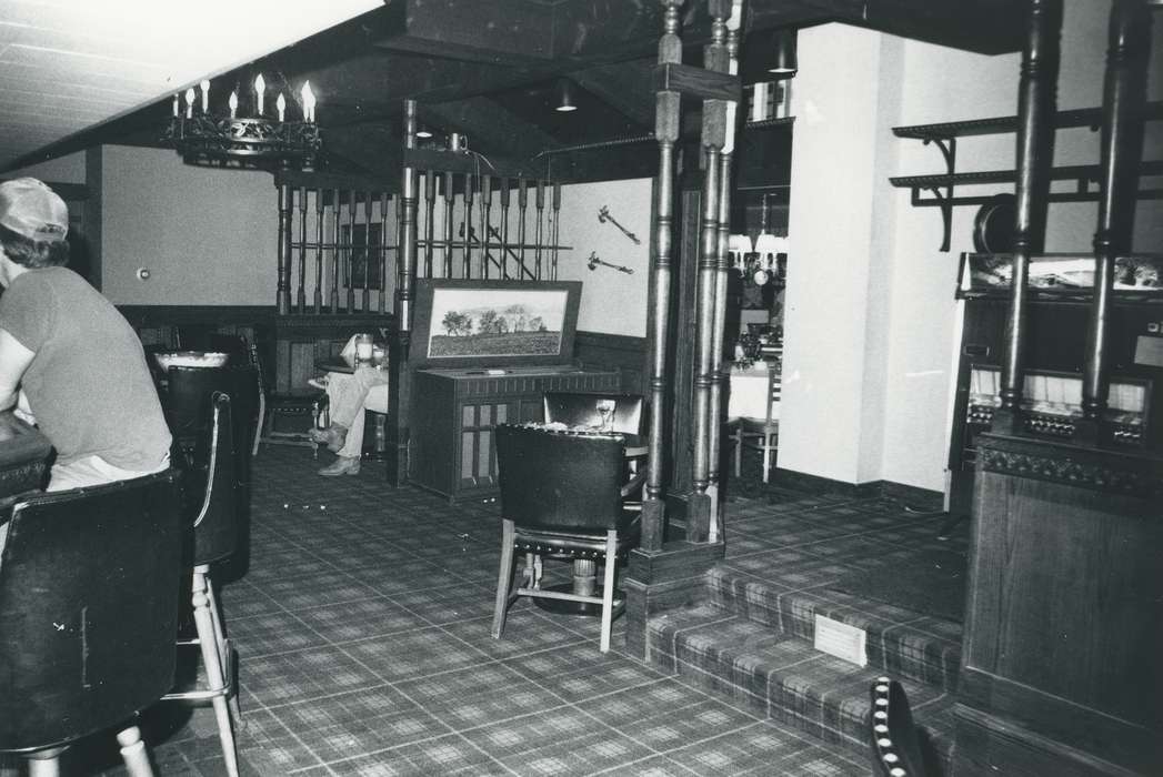 history of Iowa, Iowa History, light, bar, patterned carpet, Businesses and Factories, Iowa, Waverly Public Library, building interior