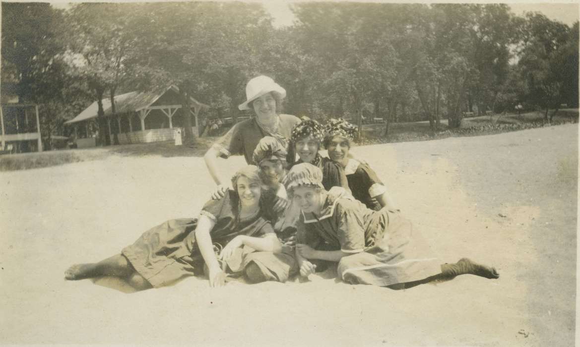 Outdoor Recreation, Portraits - Group, Iowa, Waterloo, IA, bathing suit, LeQuatte, Sue, brownie, history of Iowa, Iowa History