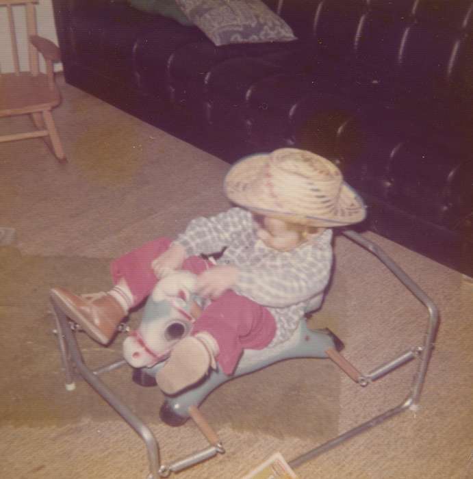 history of Iowa, Iowa History, Blake, Gary, rocking horse, toy, costume, Iowa, Homes, Children, Hazleton, IA