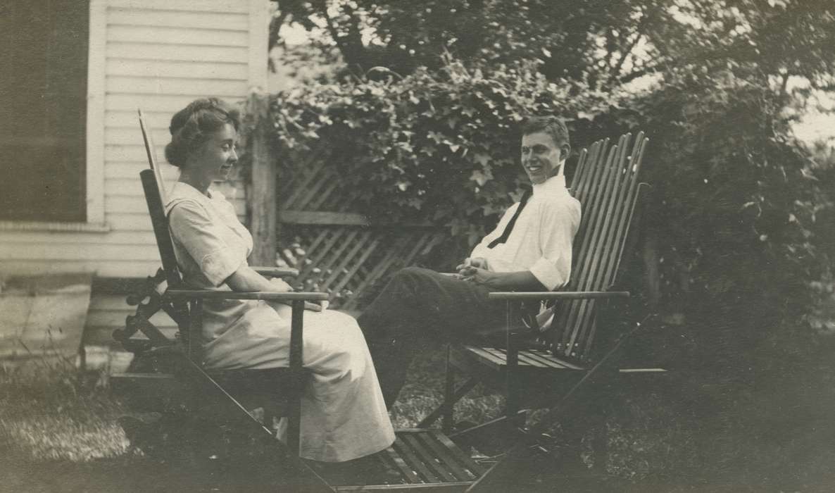 Portraits - Group, yard, history of Iowa, Iowa History, Webster City, IA, rocking chair, Iowa, vine, McMurray, Doug, Leisure