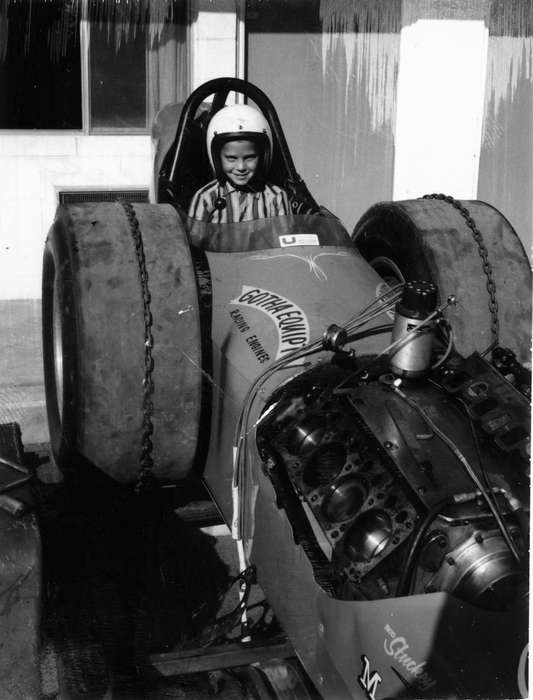 history of Iowa, Iowa History, Schall, Michael, Motorized Vehicles, race car, Iowa, helmet, Norwalk, IA, Children