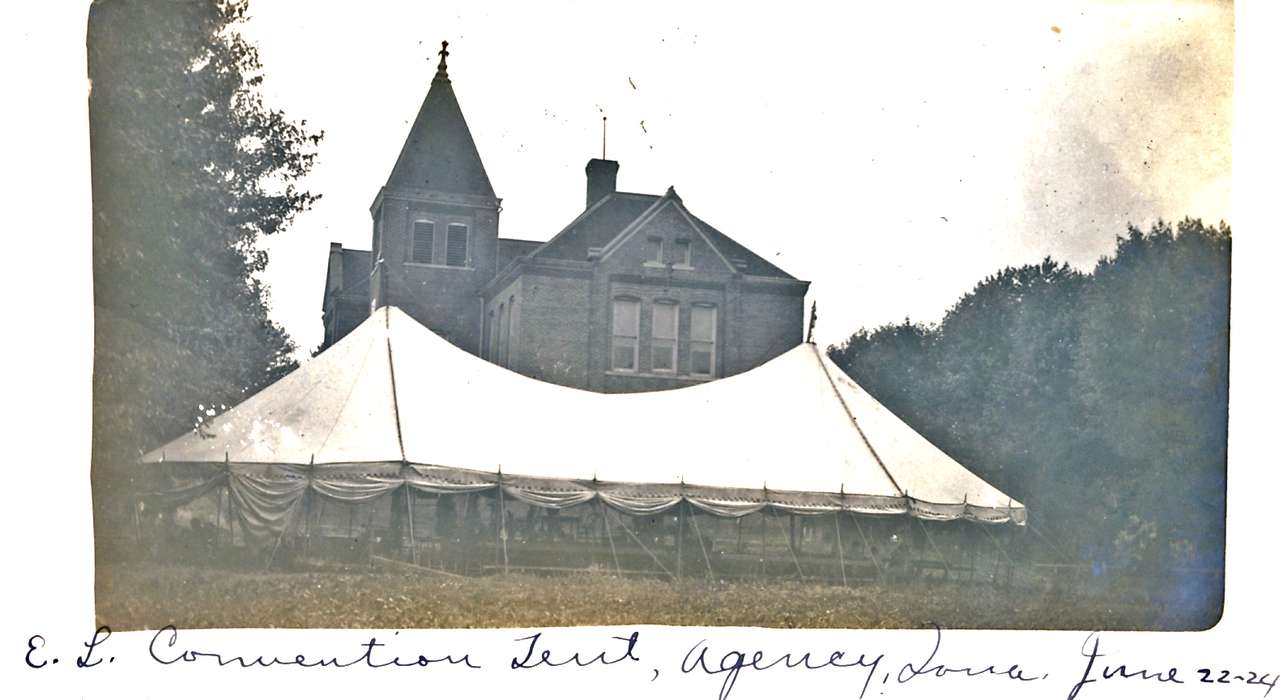 Iowa, tent, Entertainment, Lemberger, LeAnn, Civic Engagement, history of Iowa, Agency, IA, Iowa History