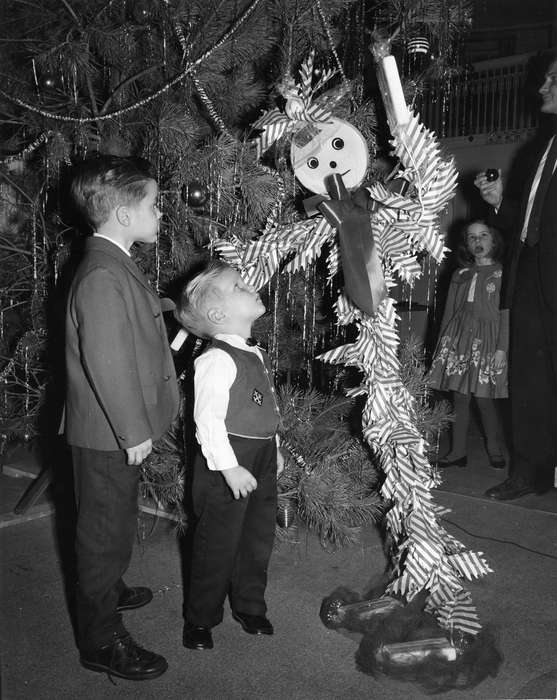 history of Iowa, Iowa History, suits, bow, christmas tree, garland, Holidays, Iowa, Cedar Rapids, IA, Children, Karns, Mike