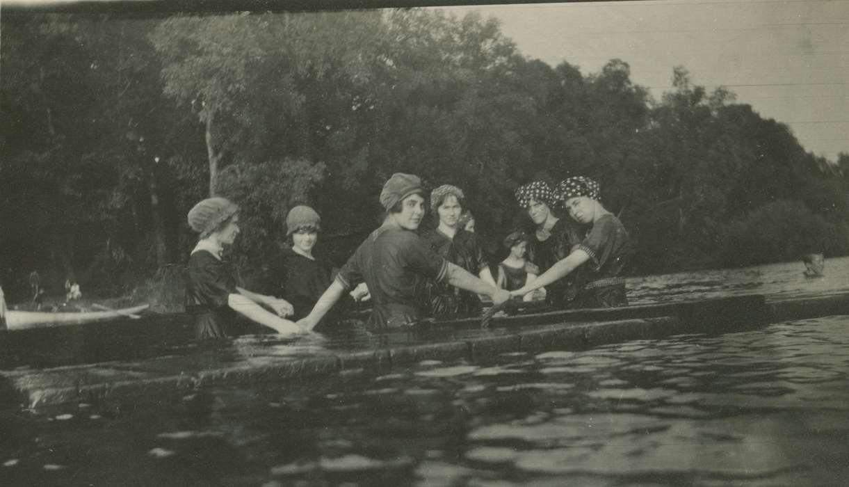 Outdoor Recreation, Portraits - Group, swim, Iowa, Waterloo, IA, bathing suit, LeQuatte, Sue, river, photo shoot, Lakes, Rivers, and Streams, history of Iowa, Iowa History