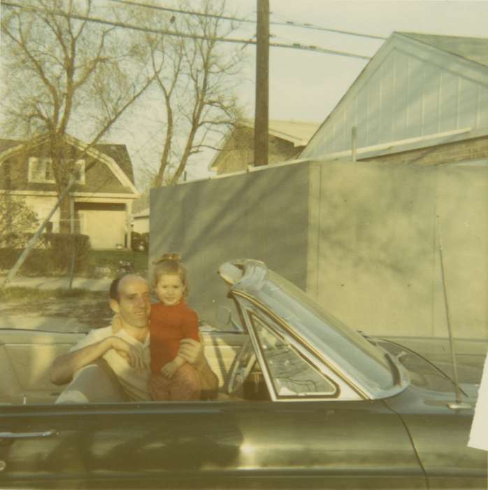 Portraits - Group, telephone pole, history of Iowa, Iowa History, IA, Families, Motorized Vehicles, car, garage, Scholtec, Emily, Iowa, Children