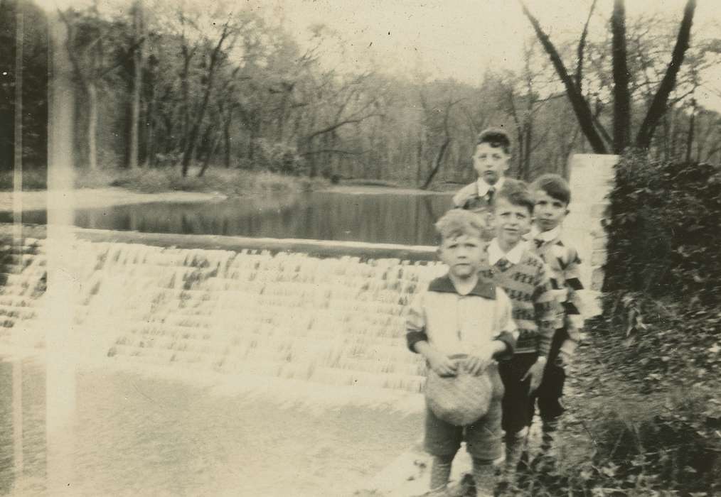 Portraits - Group, Hatcher, Cecilia, history of Iowa, Iowa History, Lakes, Rivers, and Streams, river, Iowa, Anamosa, IA, Children, dam