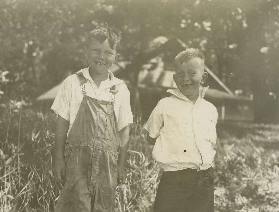 Portraits - Group, Iowa History, Iowa, Clear Lake, IA, McMurray, Doug, overalls, Children, boy, history of Iowa