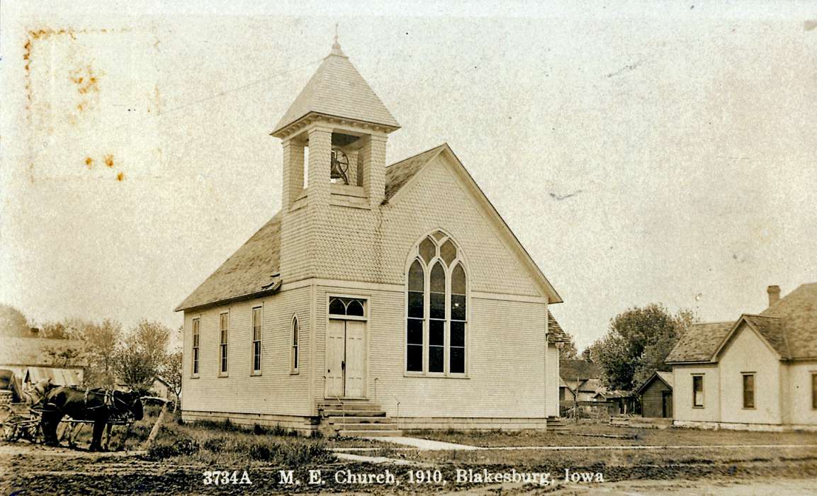 church, window, Iowa, Animals, horse, horse and buggy, Blakesburg, IA, Lemberger, LeAnn, Cities and Towns, Religious Structures, history of Iowa, Iowa History