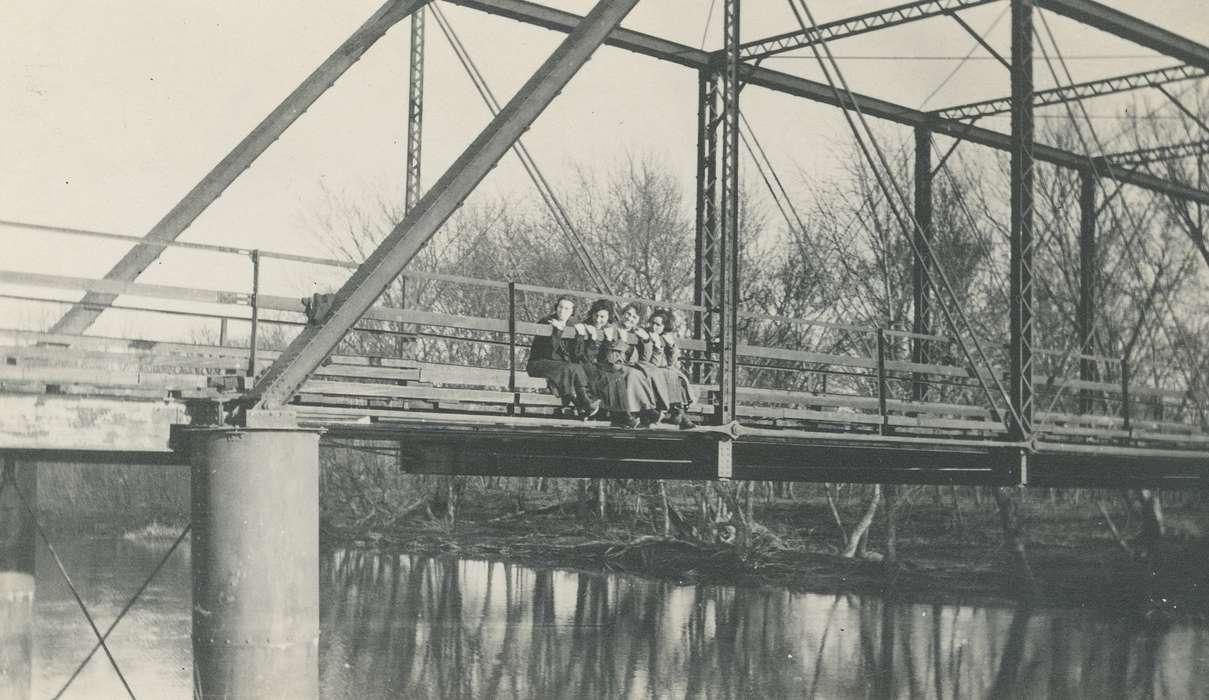 Portraits - Group, trees, IA, University of Northern Iowa Museum, Iowa, woman, river, Lakes, Rivers, and Streams, bridge, history of Iowa, friends, Iowa History