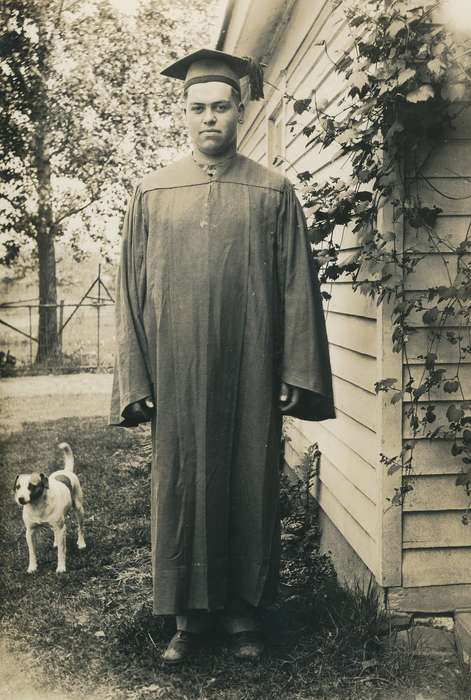 terrier, jack russell terrier, dog, history of Iowa, cap and gown, Animals, Iowa, USA, Portraits - Individual, graduation, Spilman, Jessie Cudworth, Iowa History, Schools and Education