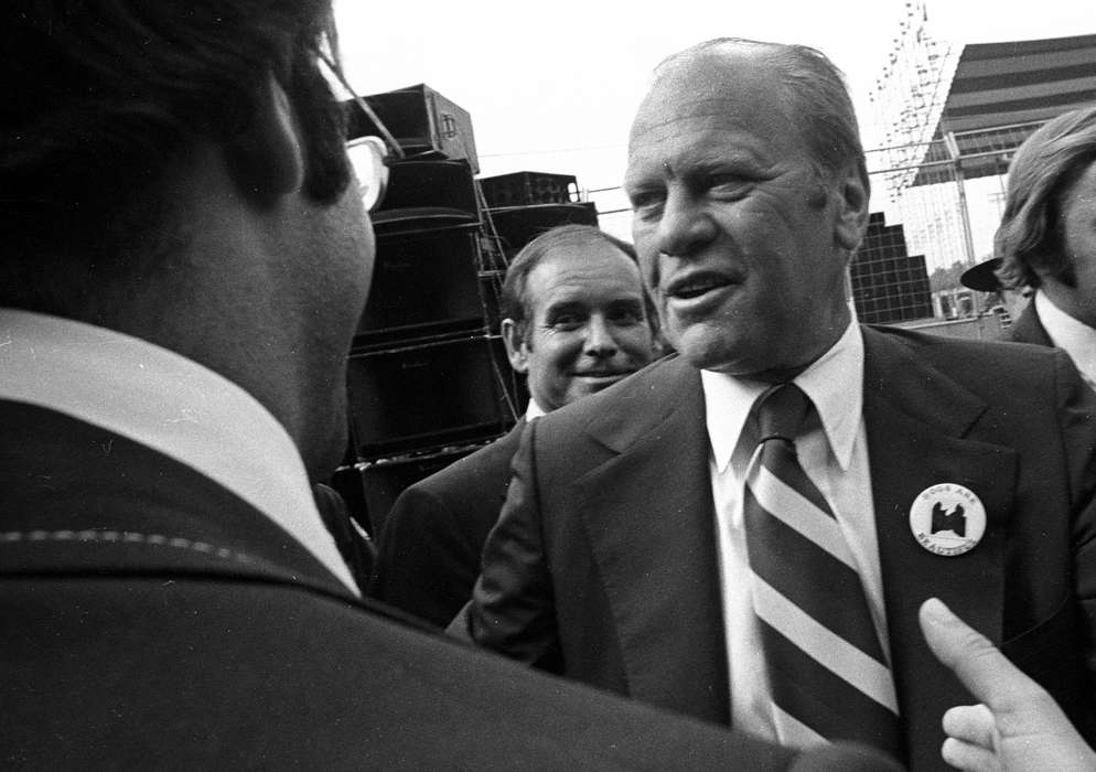 pin, politician, Iowa History, history of Iowa, iowa state fair, Civic Engagement, tie, Fairs and Festivals, president, bob ray, Iowa, Lemberger, LeAnn, Des Moines, IA, buttons, gerald ford